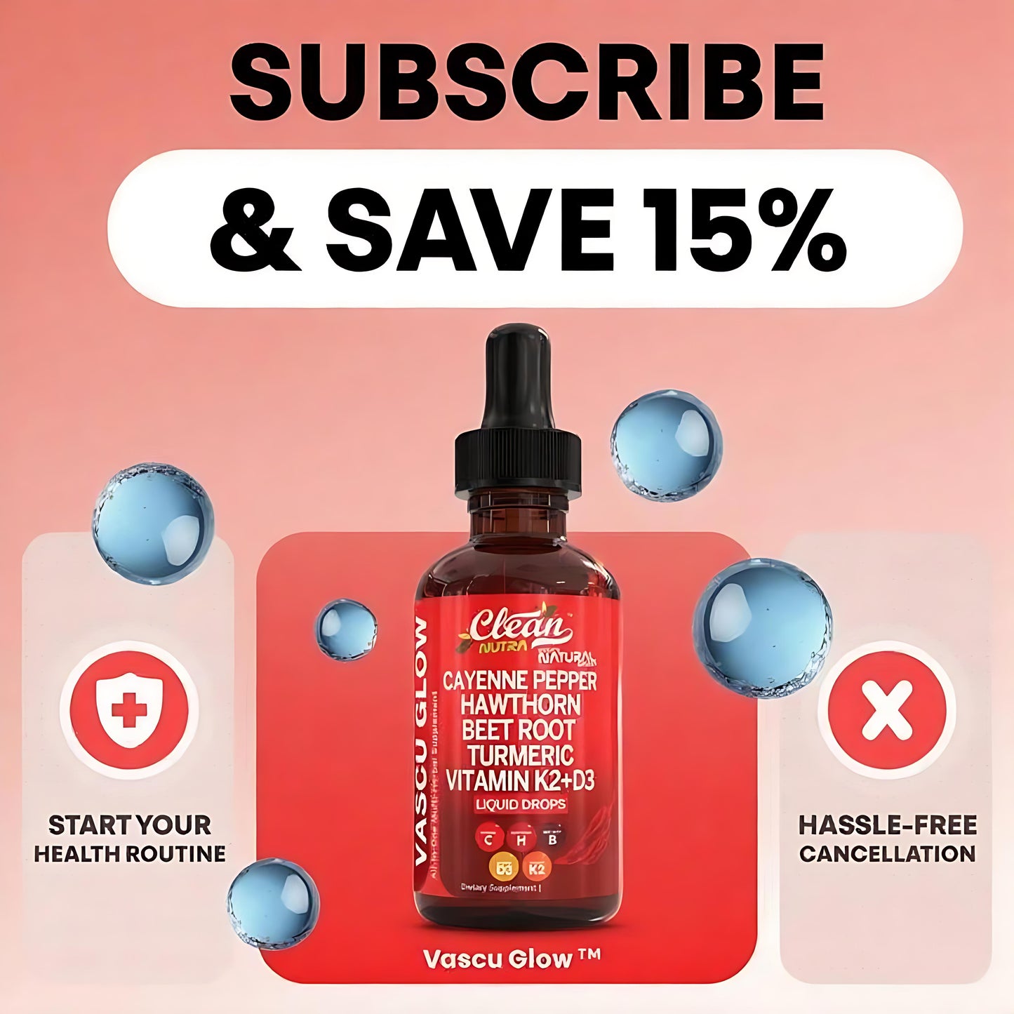 Cayenne Pepper Supplement Liquid Drops + Hawthorn Berry, Vitamin D3 K2 Organic Beet Root Powder, Ceylon Cinnamon, Turmeric Curcumin, Panax Ginseng