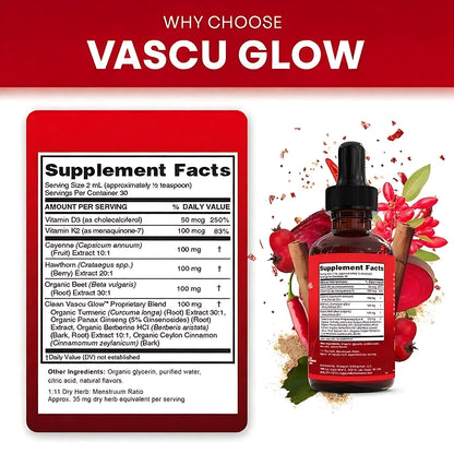 Cayenne Pepper Supplement Liquid Drops + Hawthorn Berry, Vitamin D3 K2 Organic Beet Root Powder, Ceylon Cinnamon, Turmeric Curcumin, Panax Ginseng